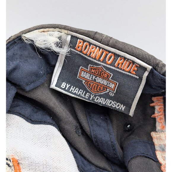 Vintage Harley-Davidson YOUTH Sized Snapback Hat VTG Born To Ride 90s Faded READ - Picture 6 of 6